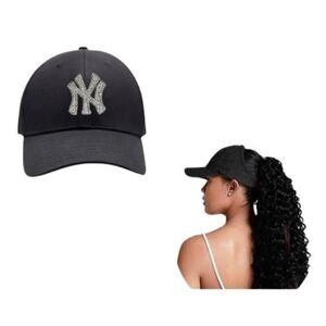 Black NY Embellished Women's Cap